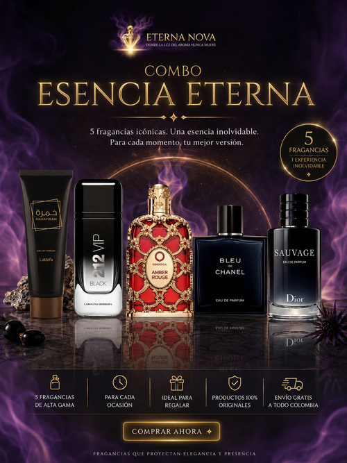 Combo Dominio Absoluto™ Premium | Sauvage, Bleu de Chanel, 212 VIP y Amber Rouge